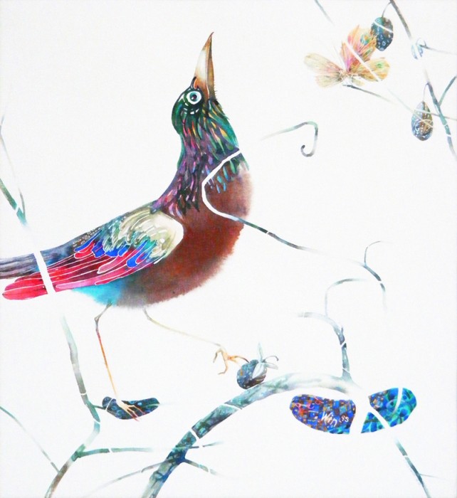 "Red Wings". Technic: watercolor, paper, 31.9 x 29.5 cm, 1999 © Le-Za donski