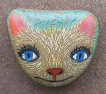 "Cat". Technique: stone from Baltic sea, “Magic Paints for Talismans :)”, Le-Za © 2008